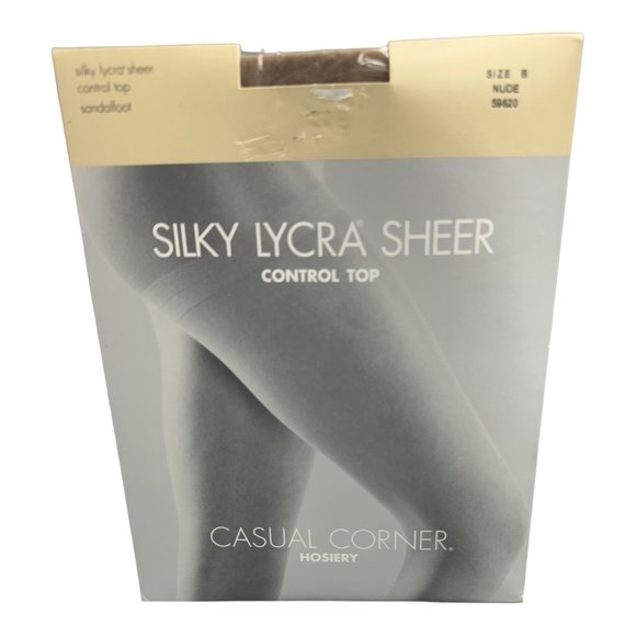 Casual Corner Silky Lycra Sheer Pantyhose Size B Medium Control Top Sandalfoot - Picture 1 of 5